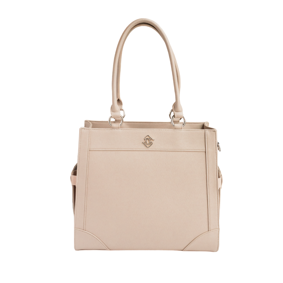 Everly Tote (Bamboo Leather) — Taupe/Silver