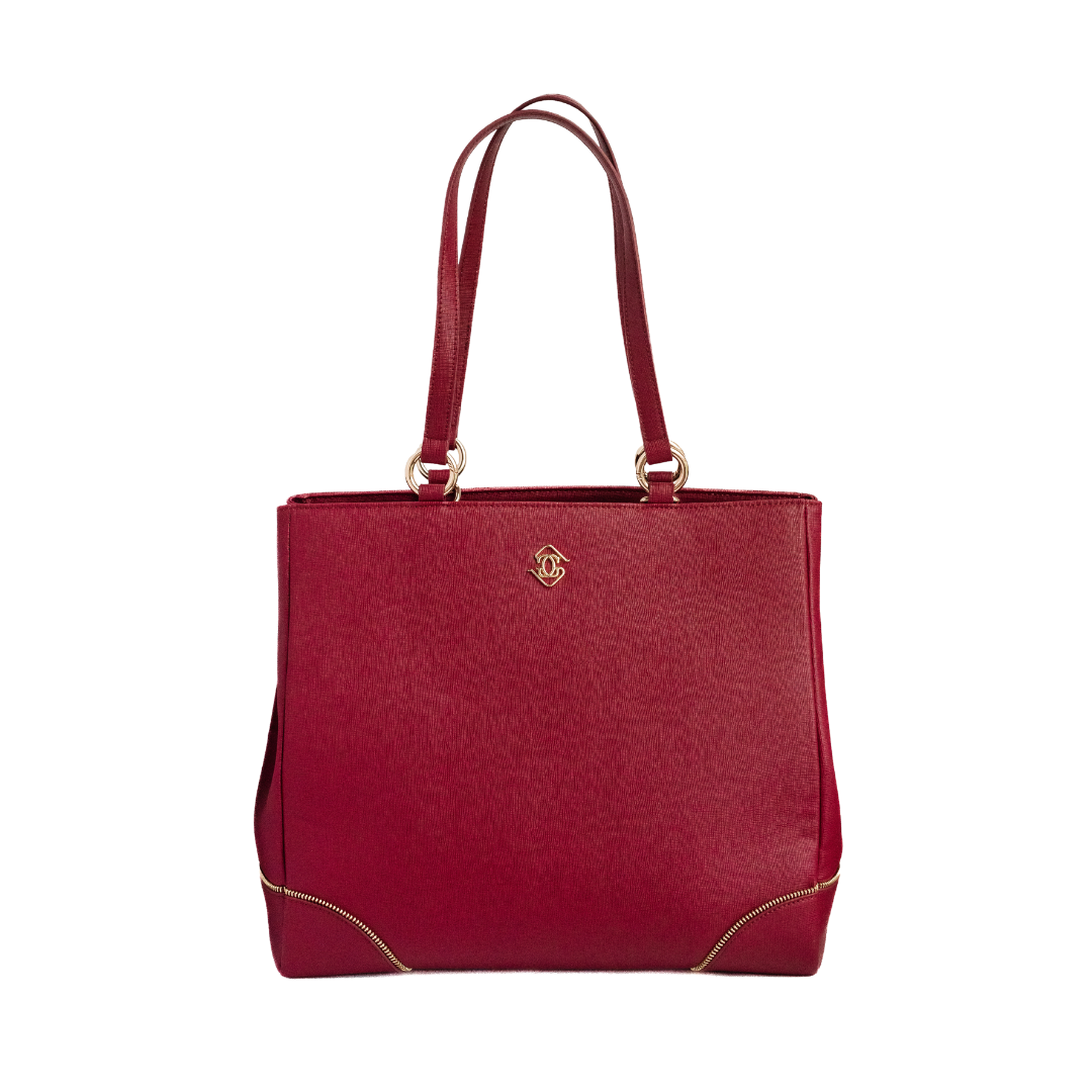 Michelle Tote Bag — Cherry (Bamboo Leather)