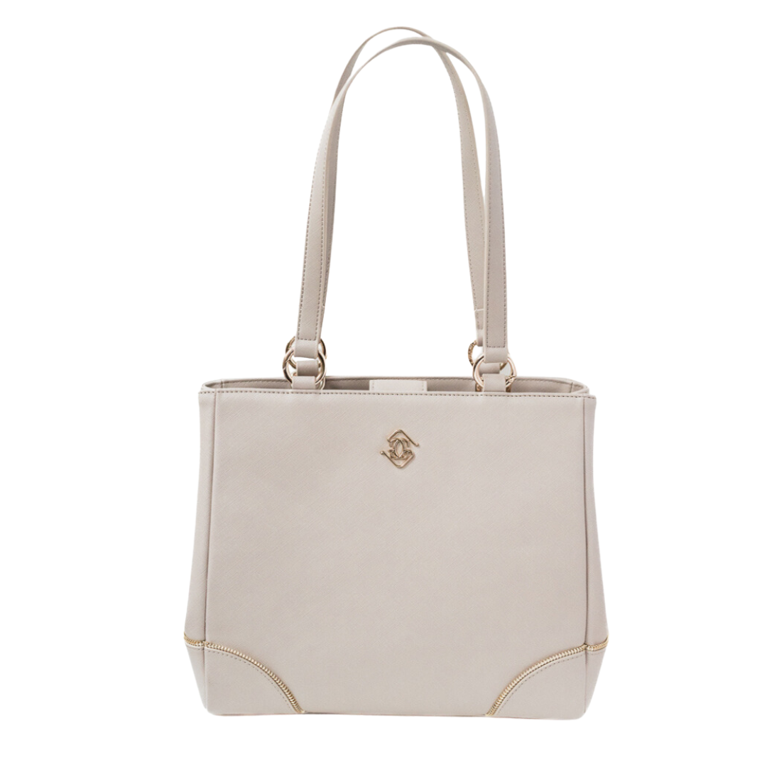 Michelle Tote Bag — Taupe/Gold (Bamboo Leather)