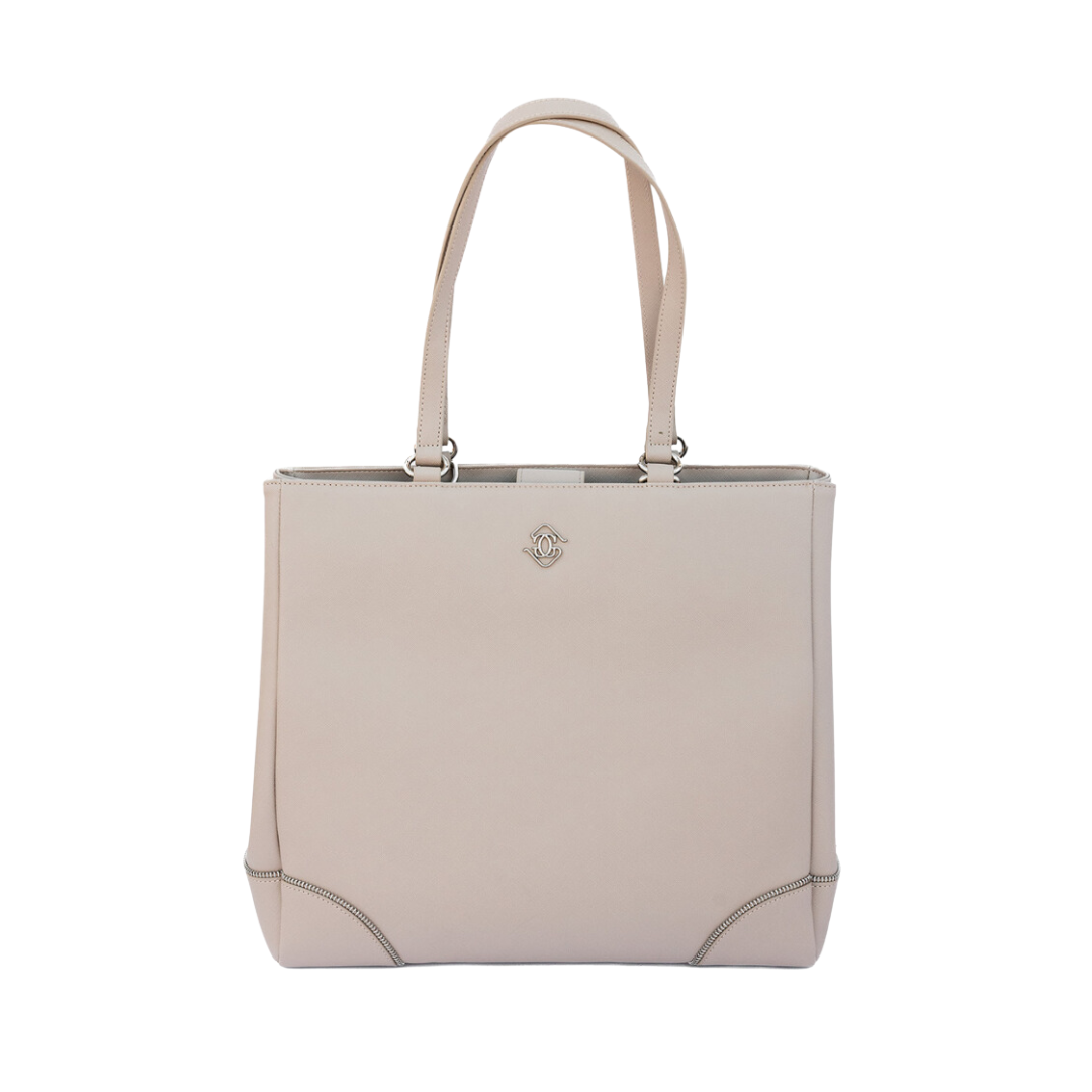 Michelle Tote Bag — Taupe/Silver (Bamboo Leather)