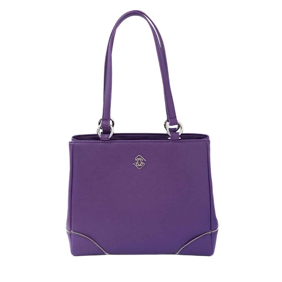 Michelle Tote Bag — Amethyst (Coffee Leather)