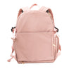The Amanda Backpack by Glass Ladder, available in Pink Mimosa, measures L 12 x W 6 x H 15 and is perfect for everyday use. It features multiple compartments, gold zippers, adjustable shoulder straps, side pockets, and a front zip pocket. Pre-order now to ship early May.
