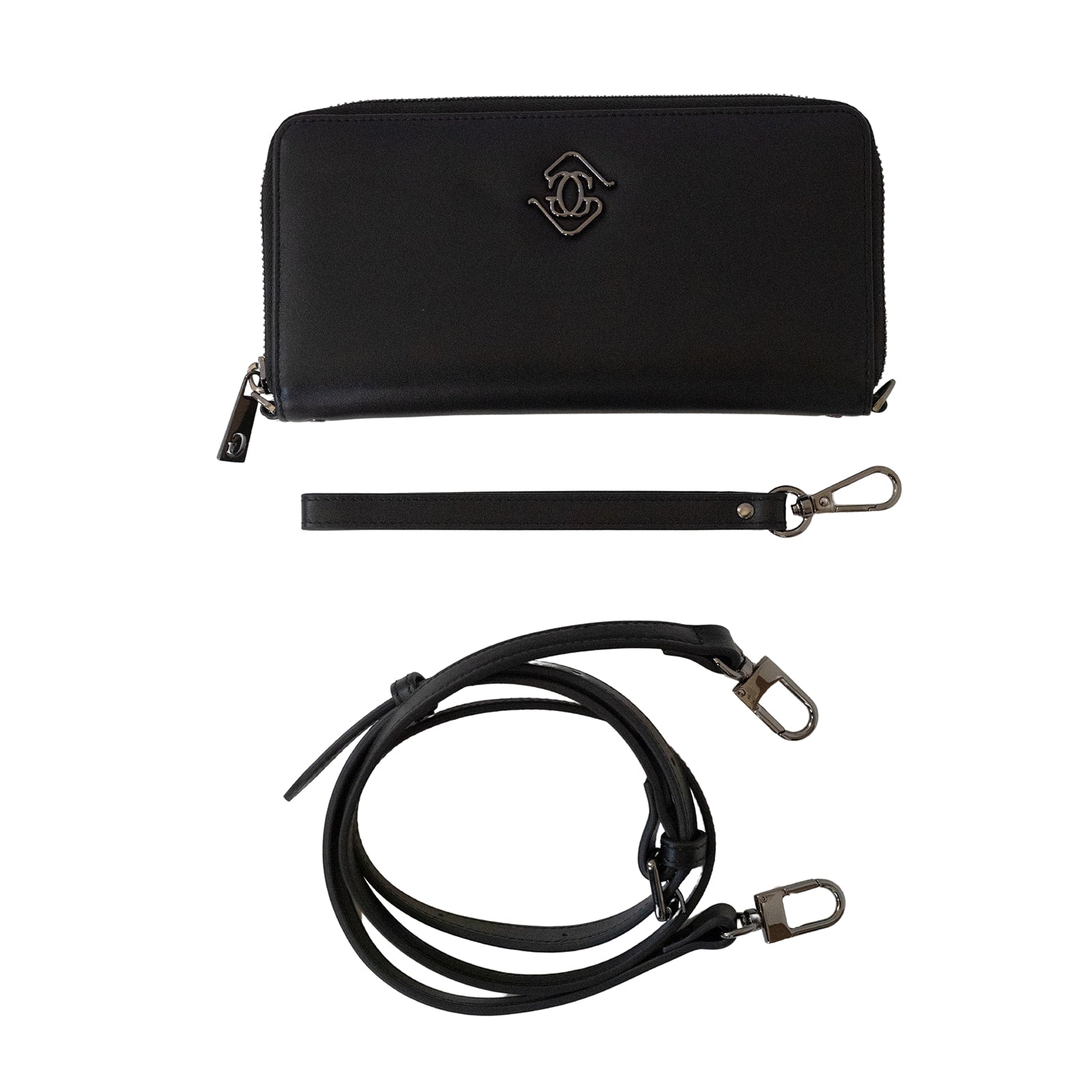 Crossbody Wallet — Black (Real Leather) Ships Mid-August