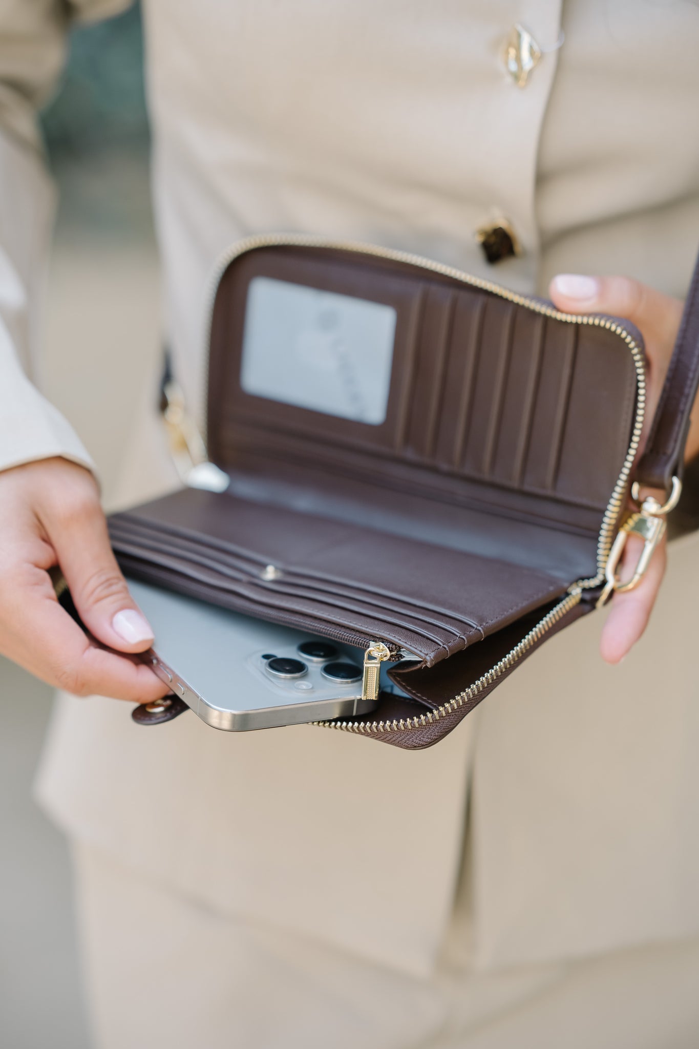Crossbody Wallet — Espresso (Real Leather) Ships Mid-August