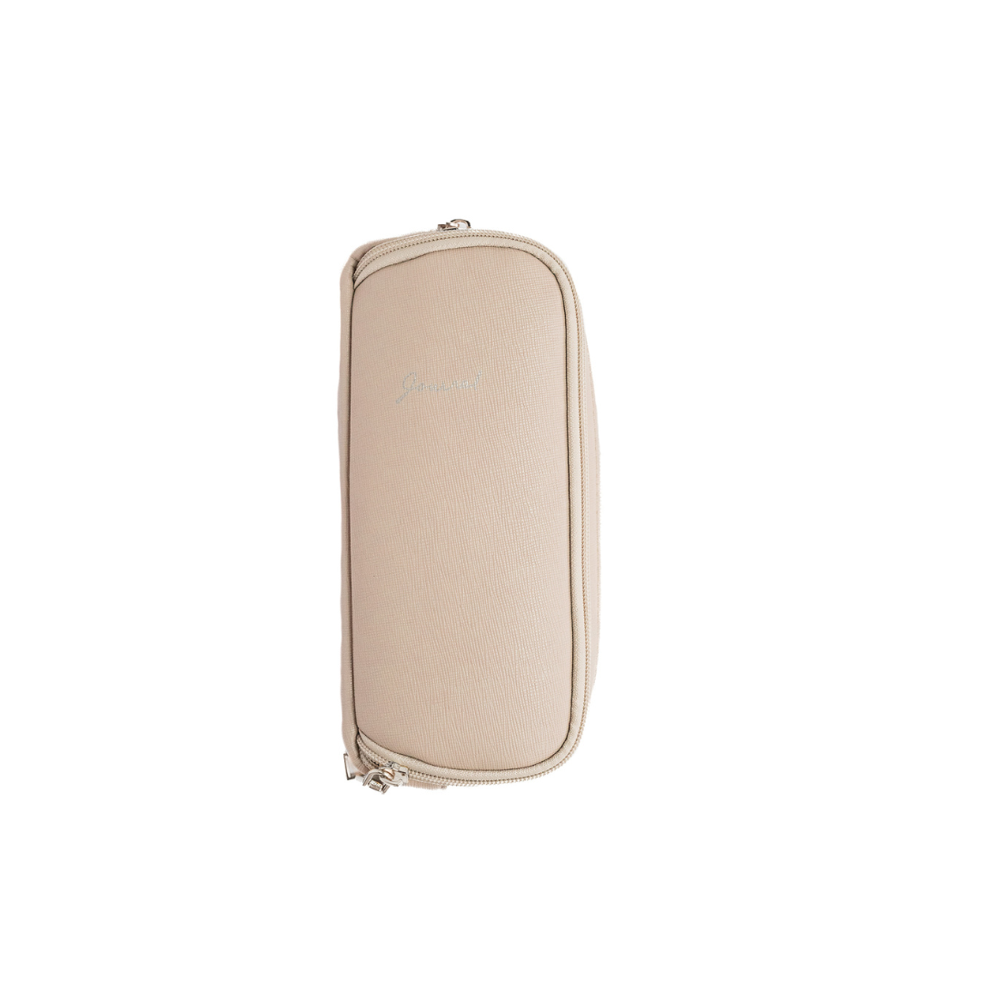 Essentials Pouch — Taupe/Silver (Bamboo Leather)