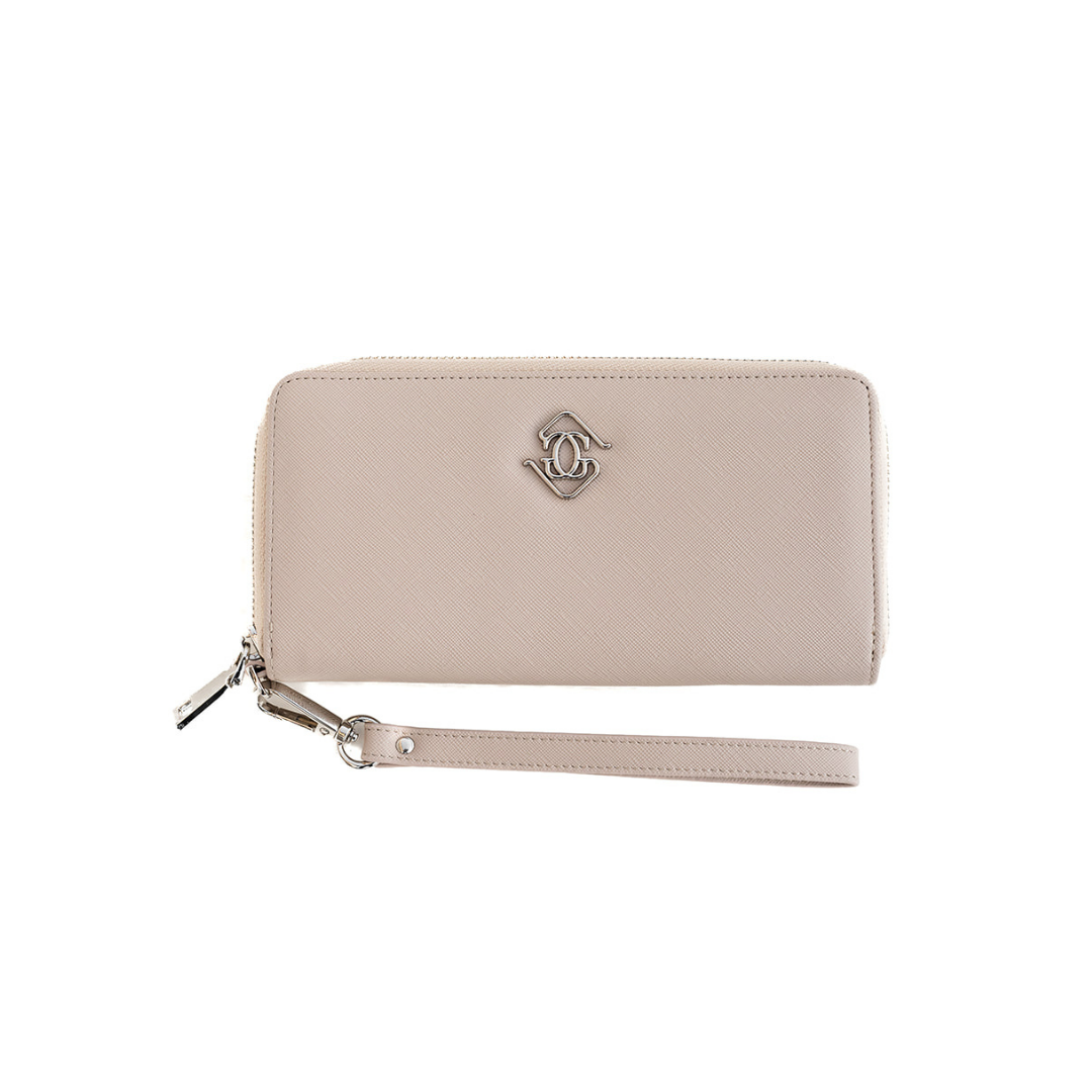 Wristlet Wallet Taupe Silver Bamboo Leather