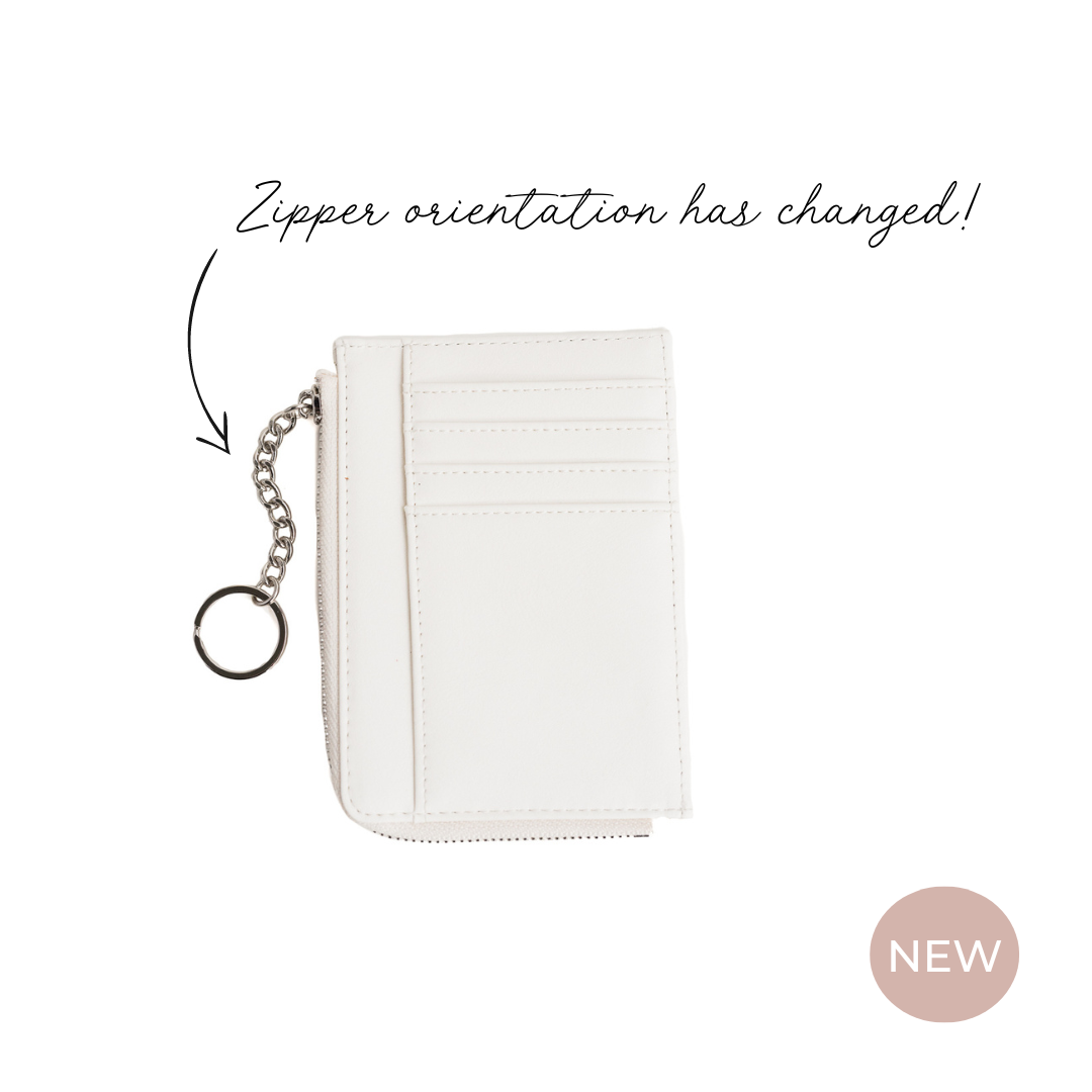 Keychain Zip Wallet — Crème/Silver/Smooth