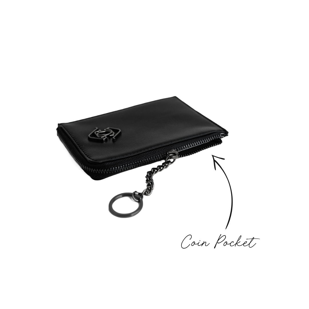 Keychain Zip Wallet — Black/Black