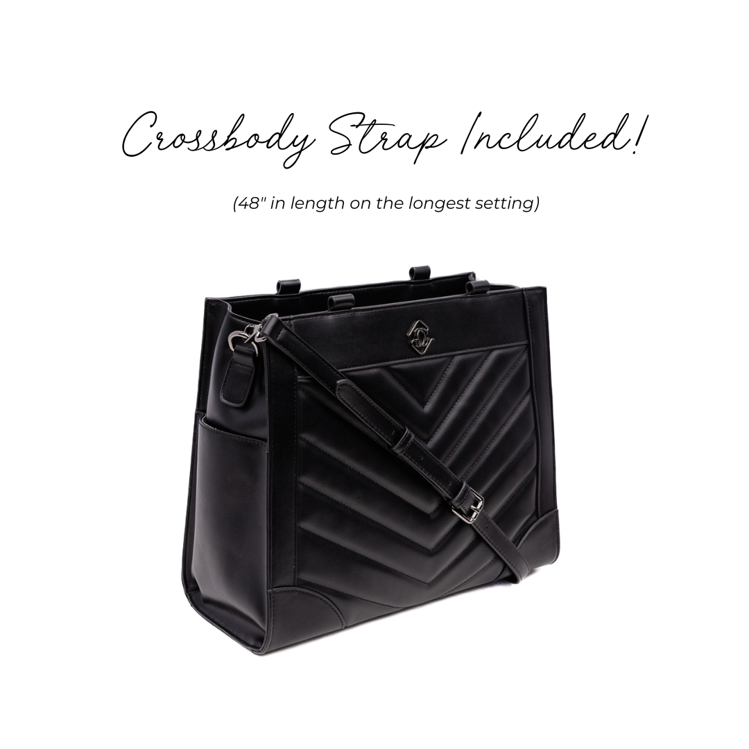 Everly Tote — Black/Black/Quilted