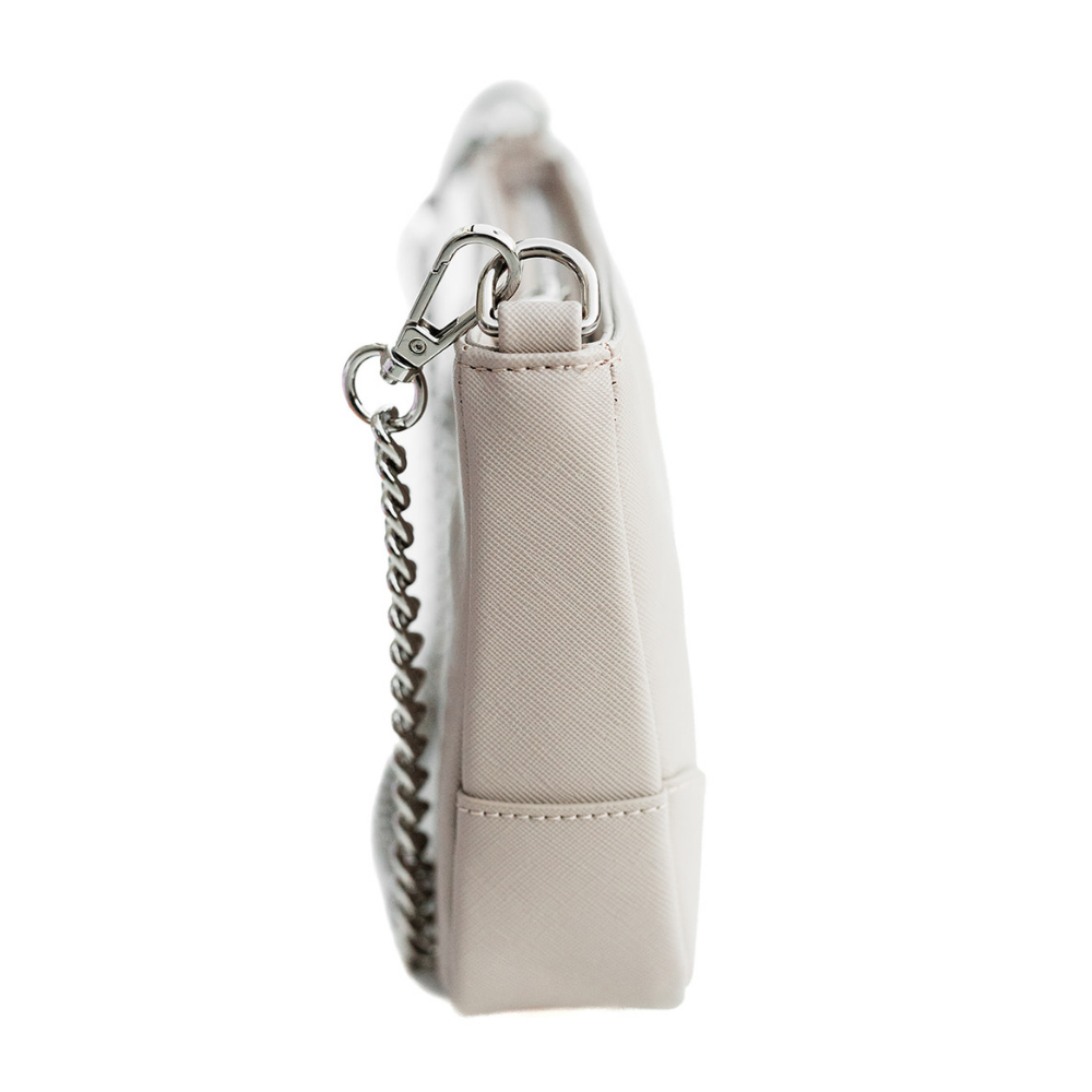 Calvin Klein Saffiano Leather Wristlet, Metallic Taupe/Silver