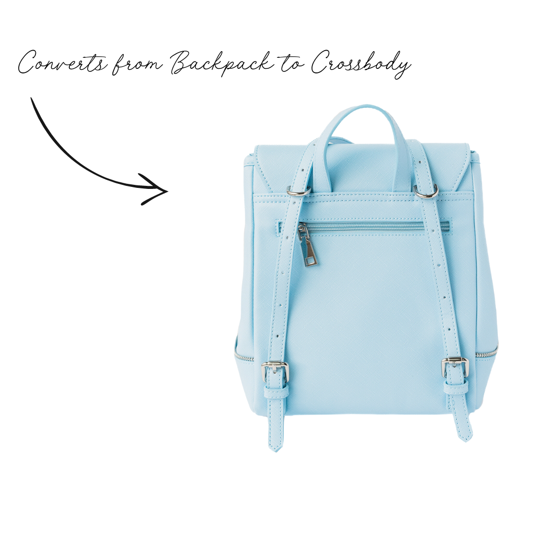 Diana Mini Convertible Backpack —  Denim/Silver